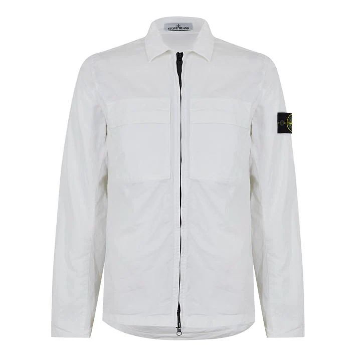 Supima Cotton Twill Stretch Overshirt - White