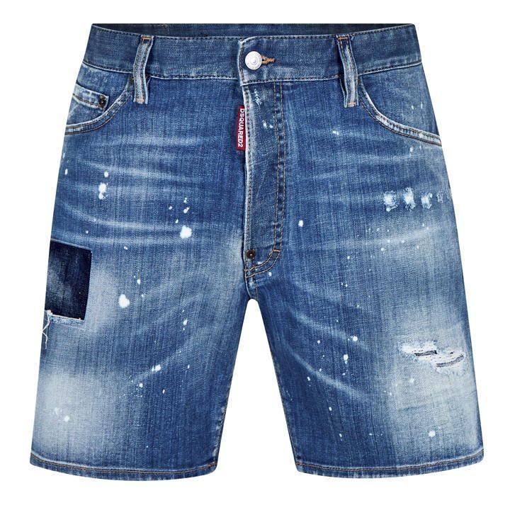 Marine Splatter Denim Shorts - Blue