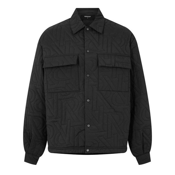 Initial Quilted Overshirt - Black