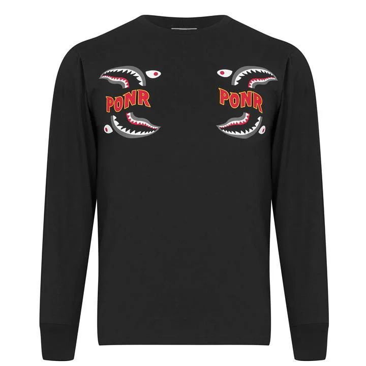Shark Ponr Long Sleeve T Shirt - Black