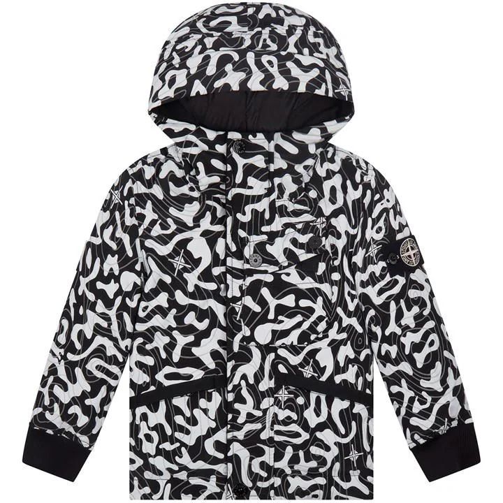 Nylon Metal Camo Parka - Black