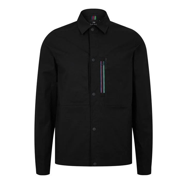 Colour Stripe Overshirt - Black