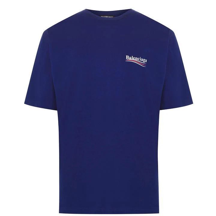 Short Sleeve Political Oversized T Shirt - Blue