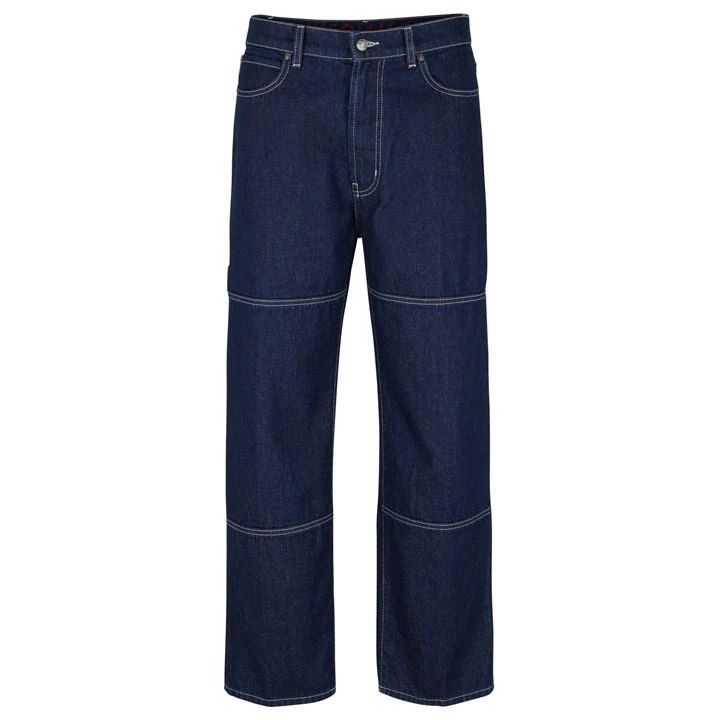 Contrast Stitch Denim Jeans - Blue