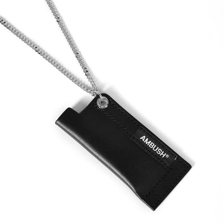 Leather Lighter Case Necklace - Black