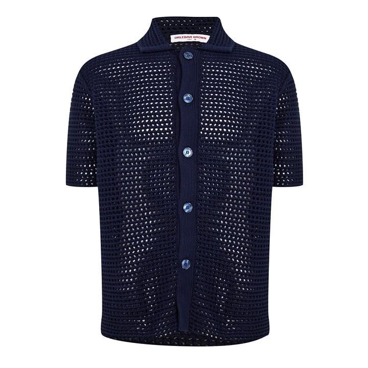 Thomas Crochet Relaxed Shirt - Blue