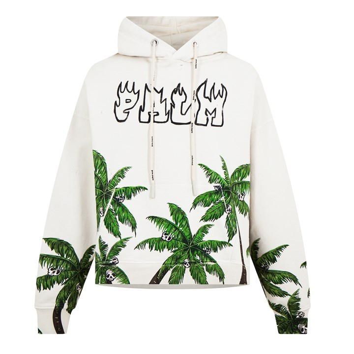 Palm And Skull Vintage Oth Hoodie - White