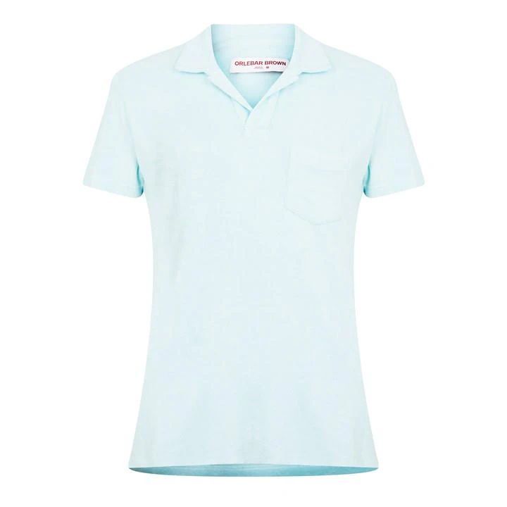 Terry Towelling Tailored Polo Shirt - Blue