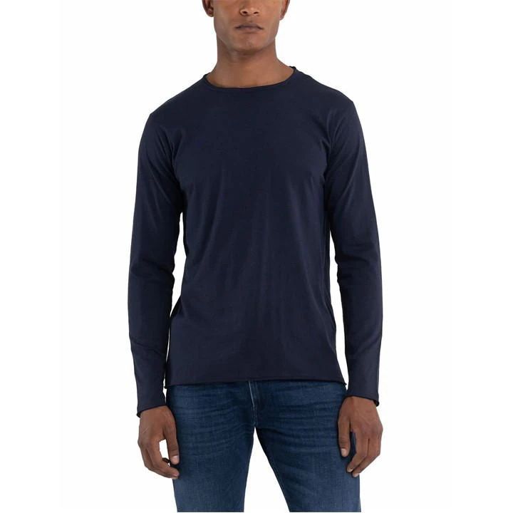 Replay Long Sleeve Crew T-Shirt Mens - Blue