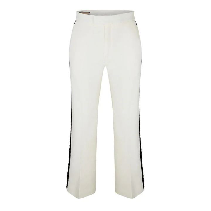 Retro Tweed Embroidered Trousers - White