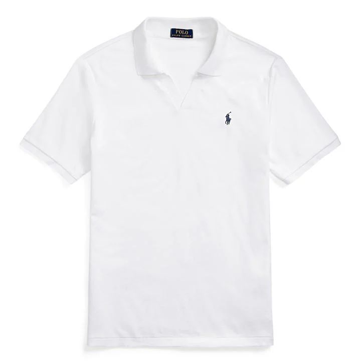 V Neck Polo Tee Shirt - White