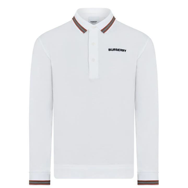 Boy'S Cotton Pique Long Sleeve Polo Shirt - White