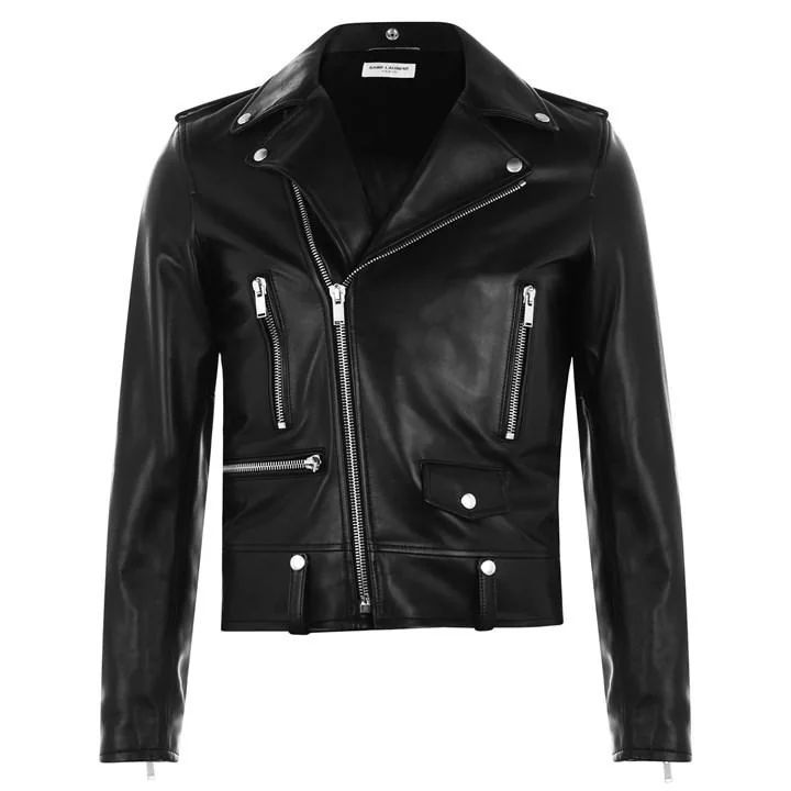 Classic Leather Biker Jacket - Black