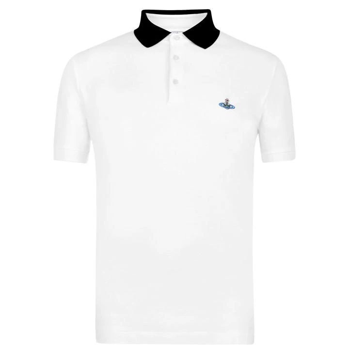 Contrasting Collar Polo Shirt - White