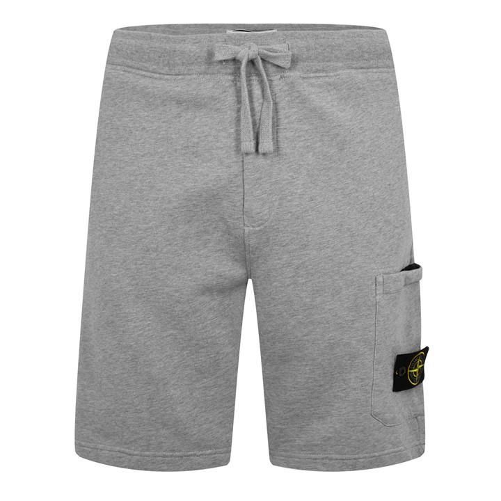 Cotton Fleece Cargo Bermuda Shorts - Grey