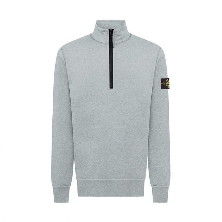 Cotton Fleece Half Zip Sweatshirt Lw - Grey