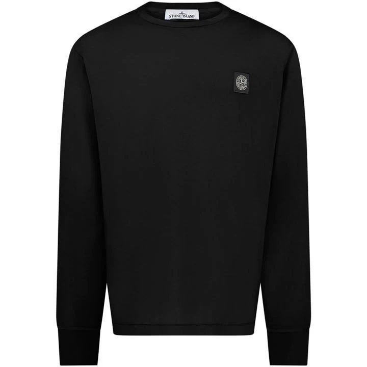 Patch Logo Long Sleeve T Shirt - Black