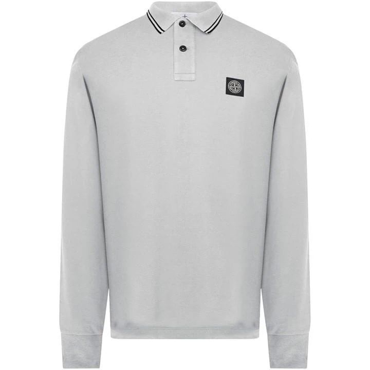 Long Sleeve Patch Polo Shirt - White