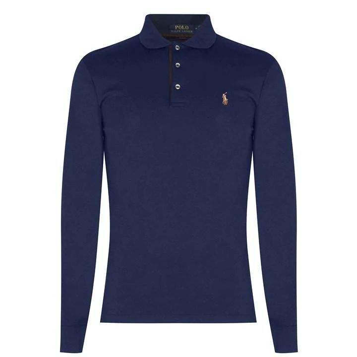 Pima Long Sleeve Polo Shirt - Blue