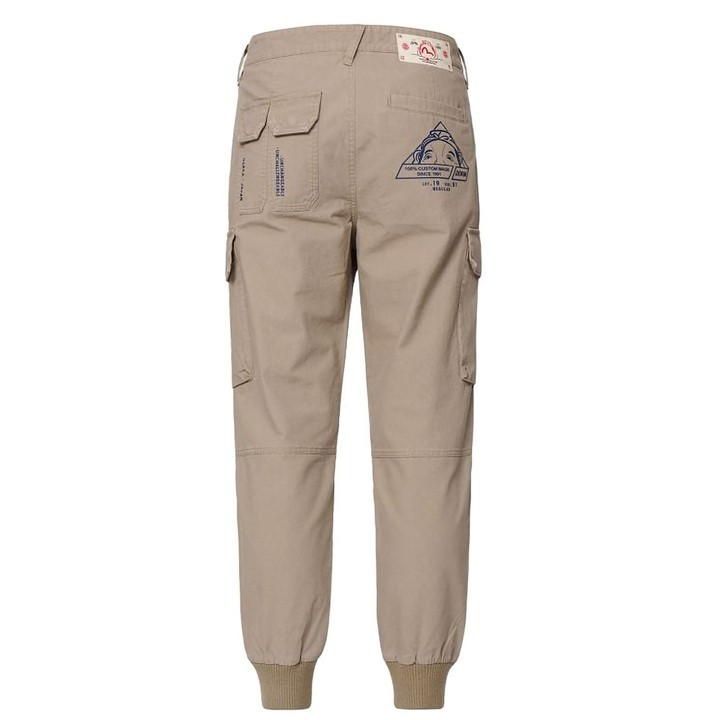 Printed Cargo Trousers - Beige