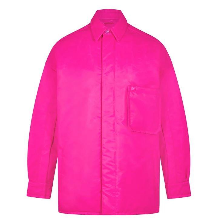 Roman Stud Nylon Shirt Jacket - Pink