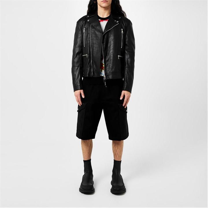Essential Leather Biker Jacket - Black