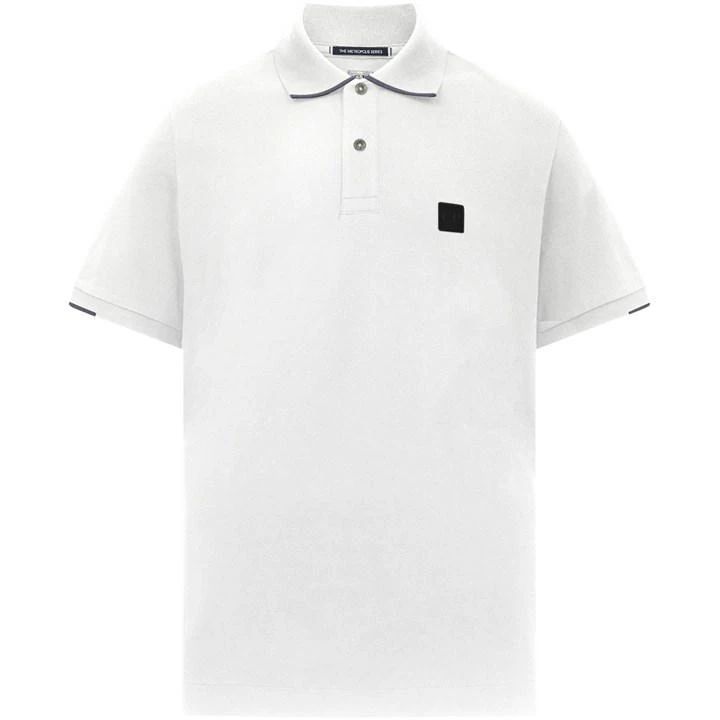 Rib Stretch Tipped Polo Shirt - White