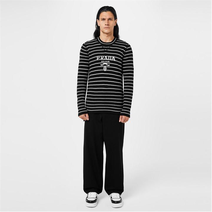 Striped Knit Cashmere Jumper - Black