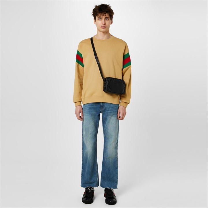 Strip Arm Crew Sweater - Brown