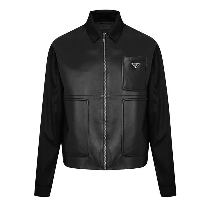 Re-Nylon Leather Jacket - Black