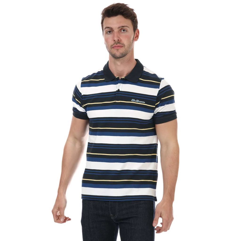 Mens Block Stripe Polo Shirt