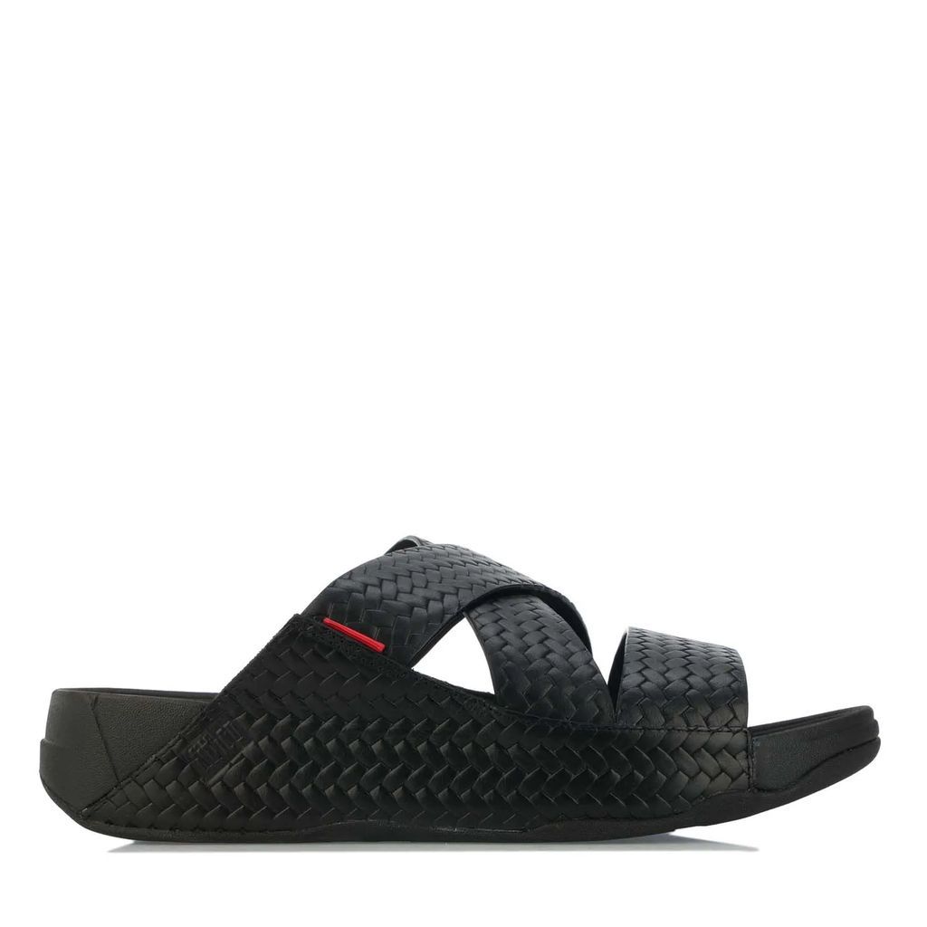 Mens Chi Slide In Woven Leather Sandals