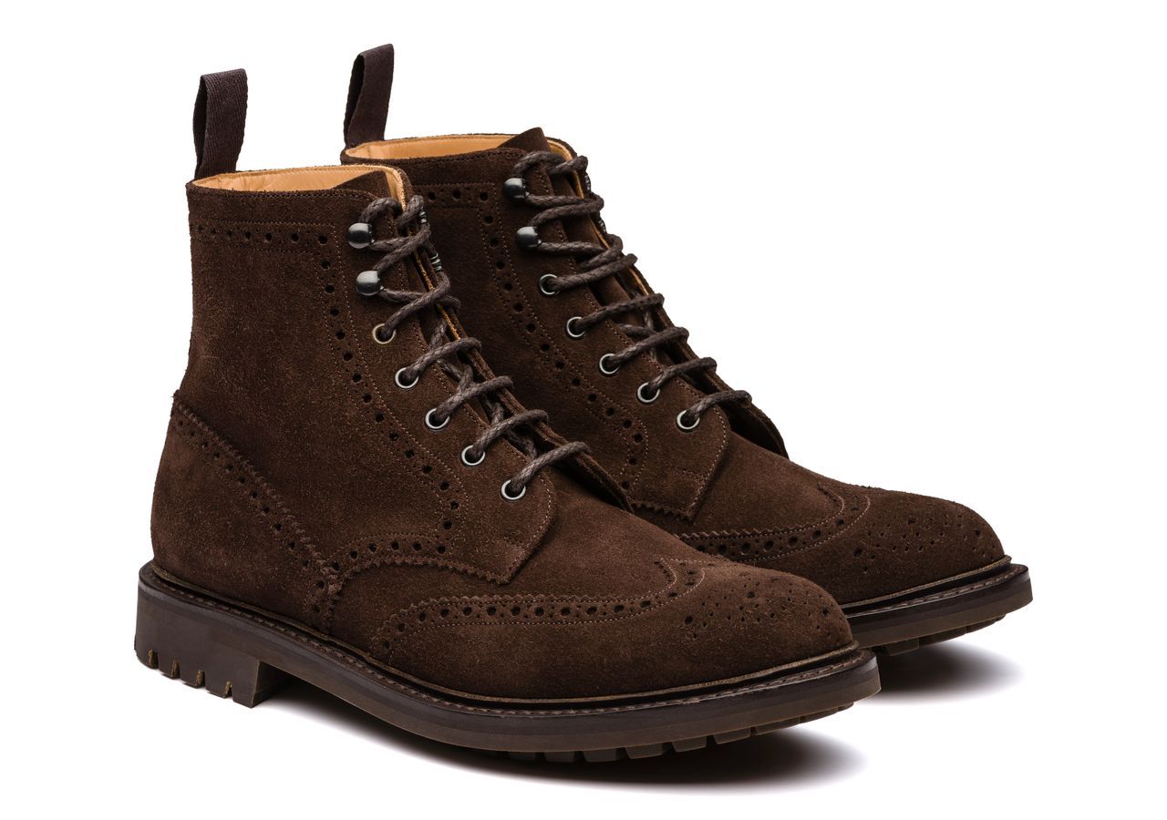 Suede Lace-up Boot Brogue Man Brown Size 10,5