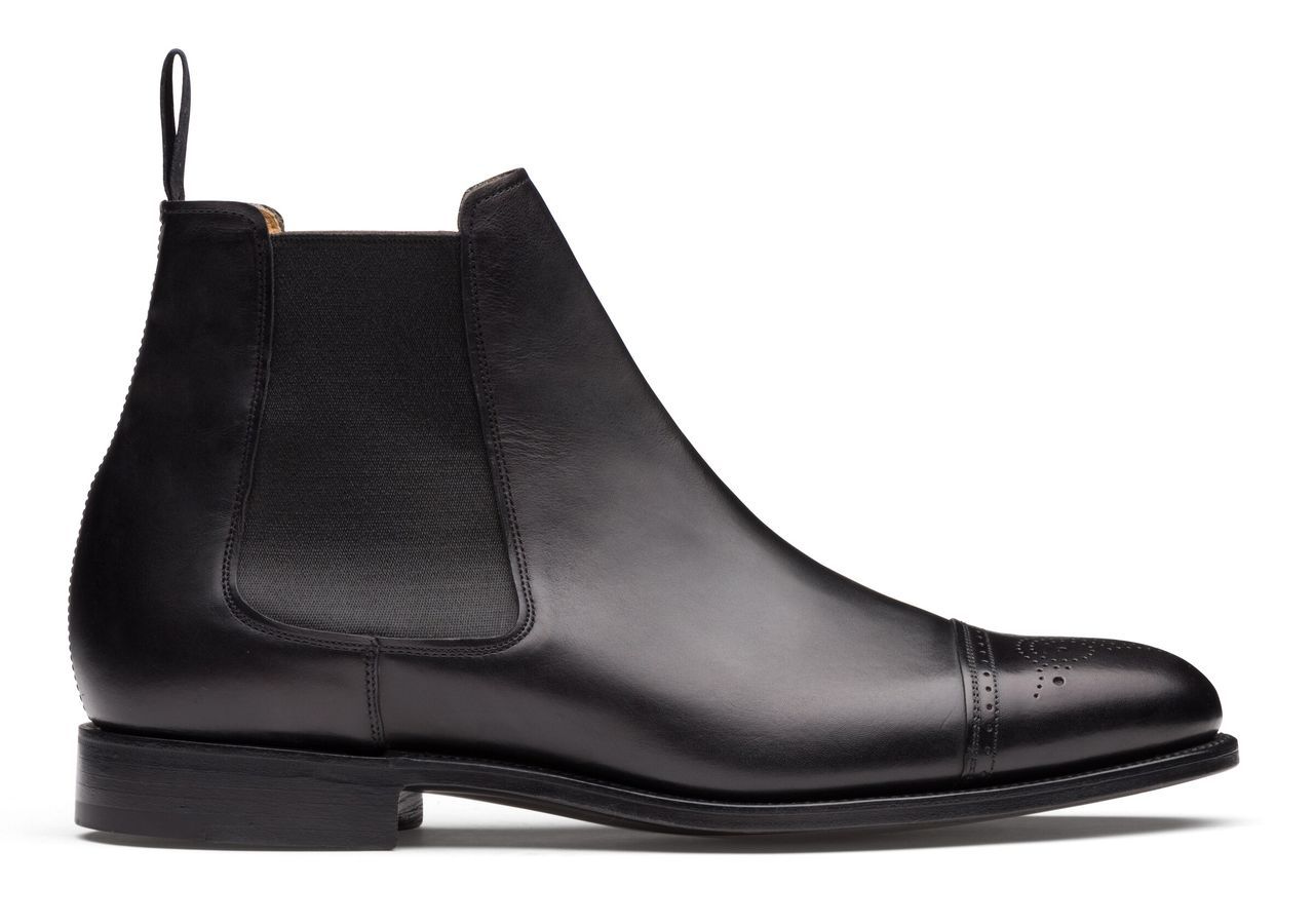 Calf Leather Brogue Boot Uomo Black Size 10