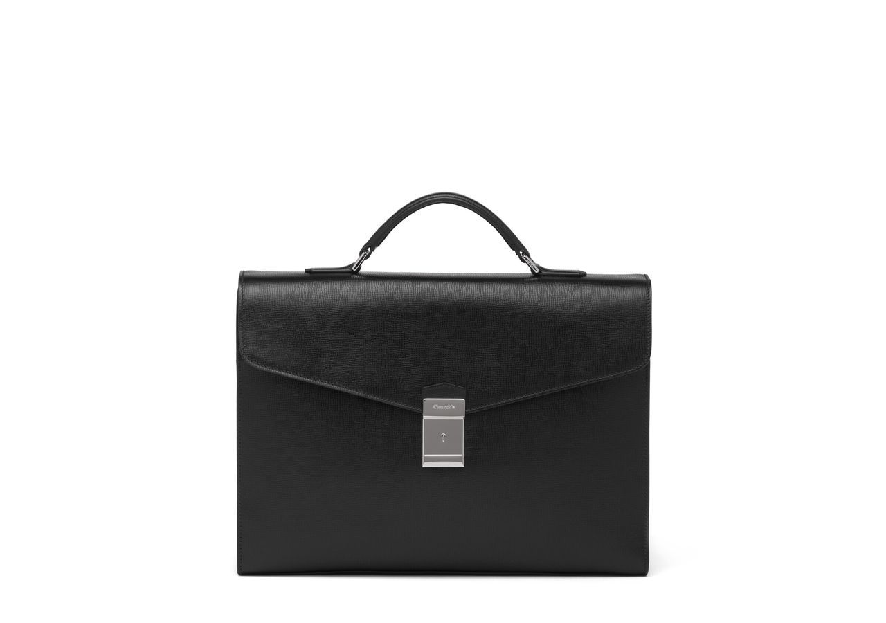 St James Leather Briefcase Uomo Black