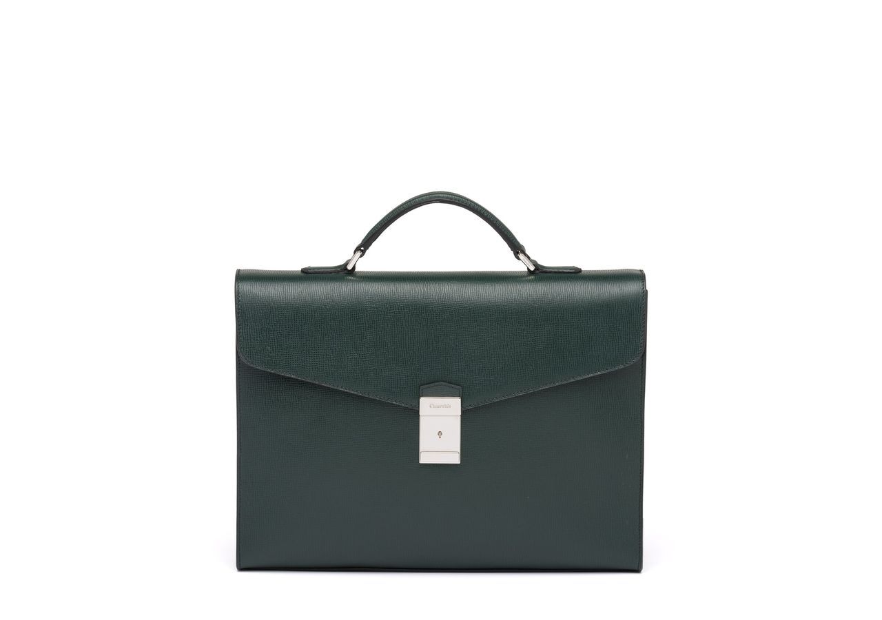 St James Leather Briefcase Uomo Emerald Green