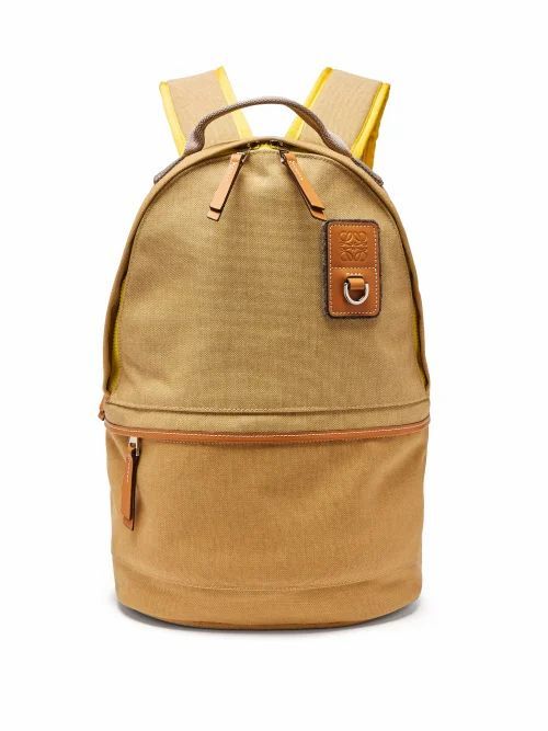 Eye/loewe/nature - Leather-trimmed Canvas Backpack - Mens - Beige