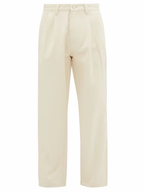 E. Tautz - Pleated Cotton-twill Straight-leg Chino Trousers - Mens - Cream