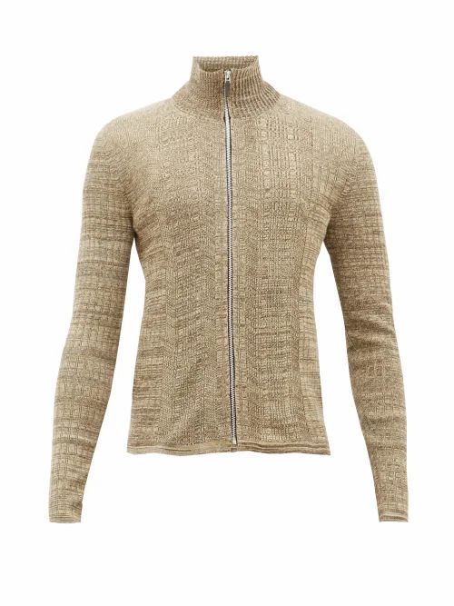 Wales Bonner - Trinidad Ribbed-cotton Zip-through Sweater - Mens - Brown