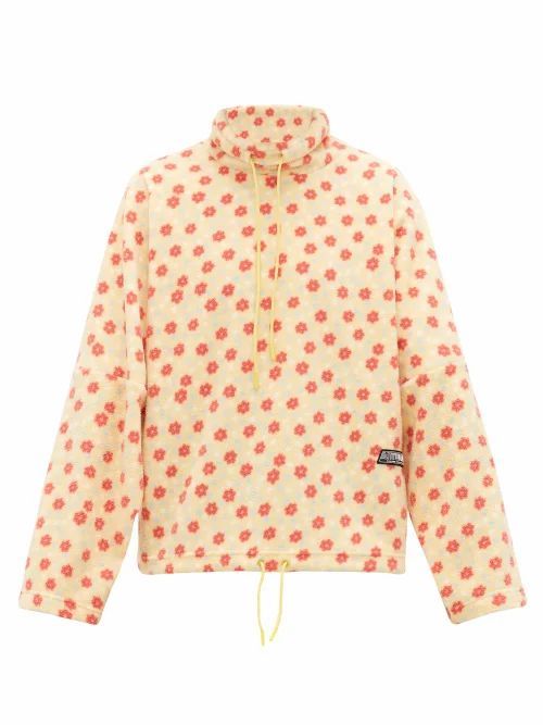 Martine Rose - Bongo Floral And Polka-dot Fleece Sweatshirt - Mens - Yellow Multi