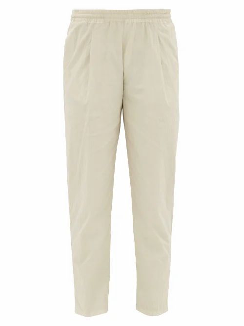 The Gigi - Stretch-cotton Seersucker Track Pants - Mens - Light Grey