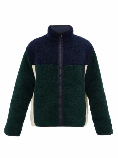 Raey - Colour-block Zipped Fleece Sweatshirt - Mens - Navy Multi