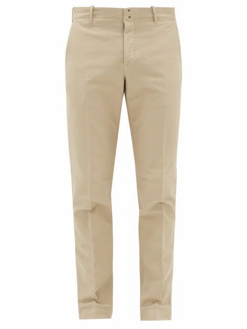Incotex - Verve Slim-fit Cotton-blend Twill Trousers - Mens - Beige