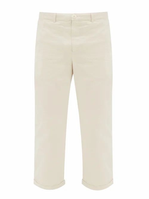 Toogood - The Bricklayer Cropped Cotton-canvas Trousers - Mens - Cream