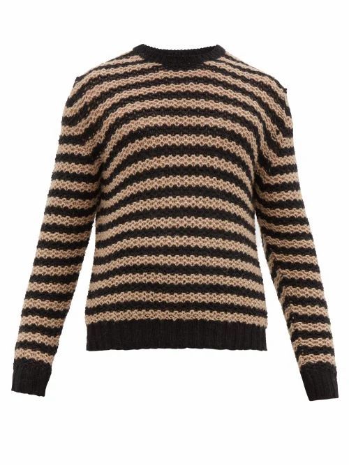 Prada - Striped Alpaca Sweater - Mens - Black