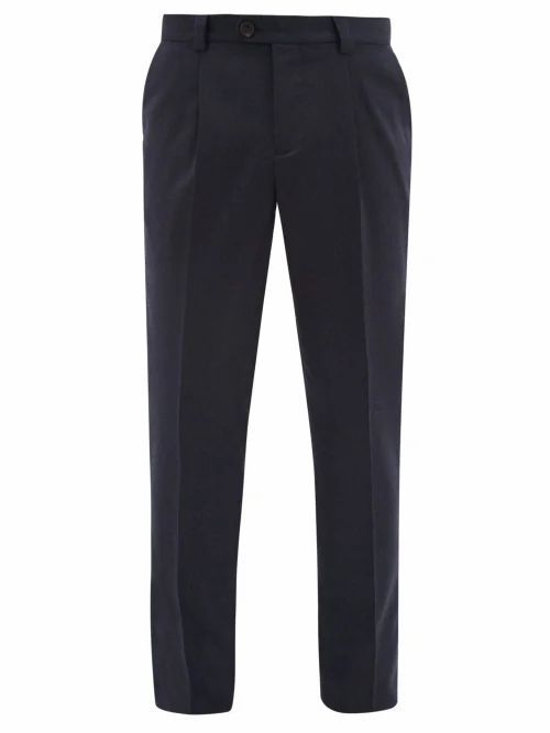 Brunello Cucinelli - Tailored Virgin Wool-twill Trousers - Mens - Blue