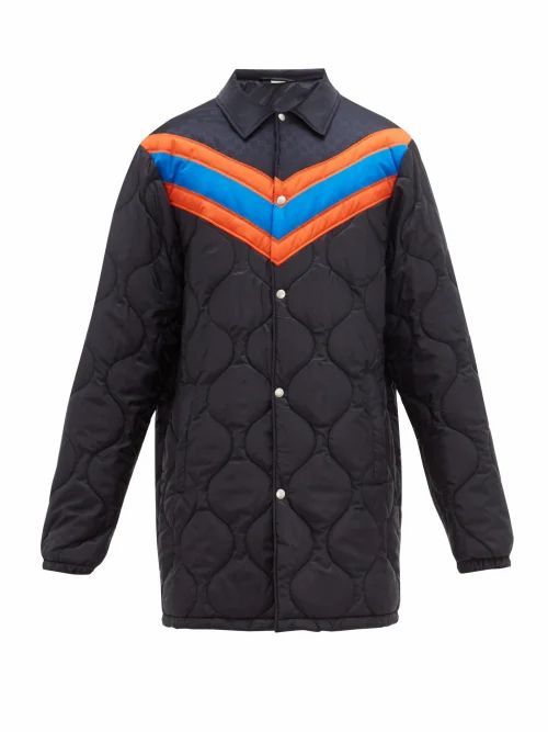 Gucci - Chevron-striped Quilted Jacket - Mens - Navy
