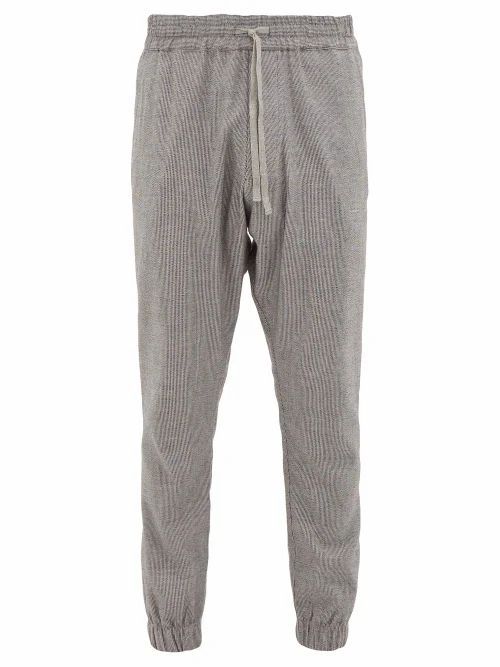 Marrakshi Life - Drawstring Cotton-blend Trousers - Mens - Black Grey