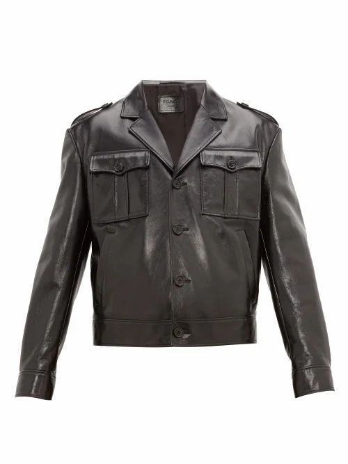 Prada - Cropped Patent-leather Jacket - Mens - Black