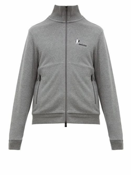 Moncler - Logo-print Zip-through Cotton Track Jacket - Mens - Grey
